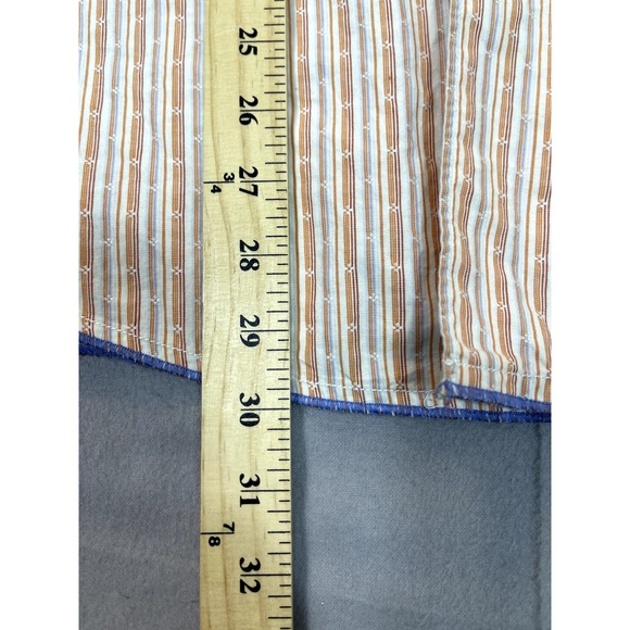 Tommy Bahama Shirt Island Crafted Mens Medium Cotton‎ Orange White Gray Striped - Picture 8 of 15